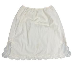 VTG 70s Short 19" Half Slip Sz M Beige Barbizon Petti Cha-Cha Slit Scalloped